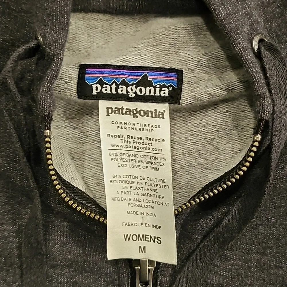 Patagonia Charcoal Full-Zip Hoodie with Orange 'P' Patch - Picture 5 of 7